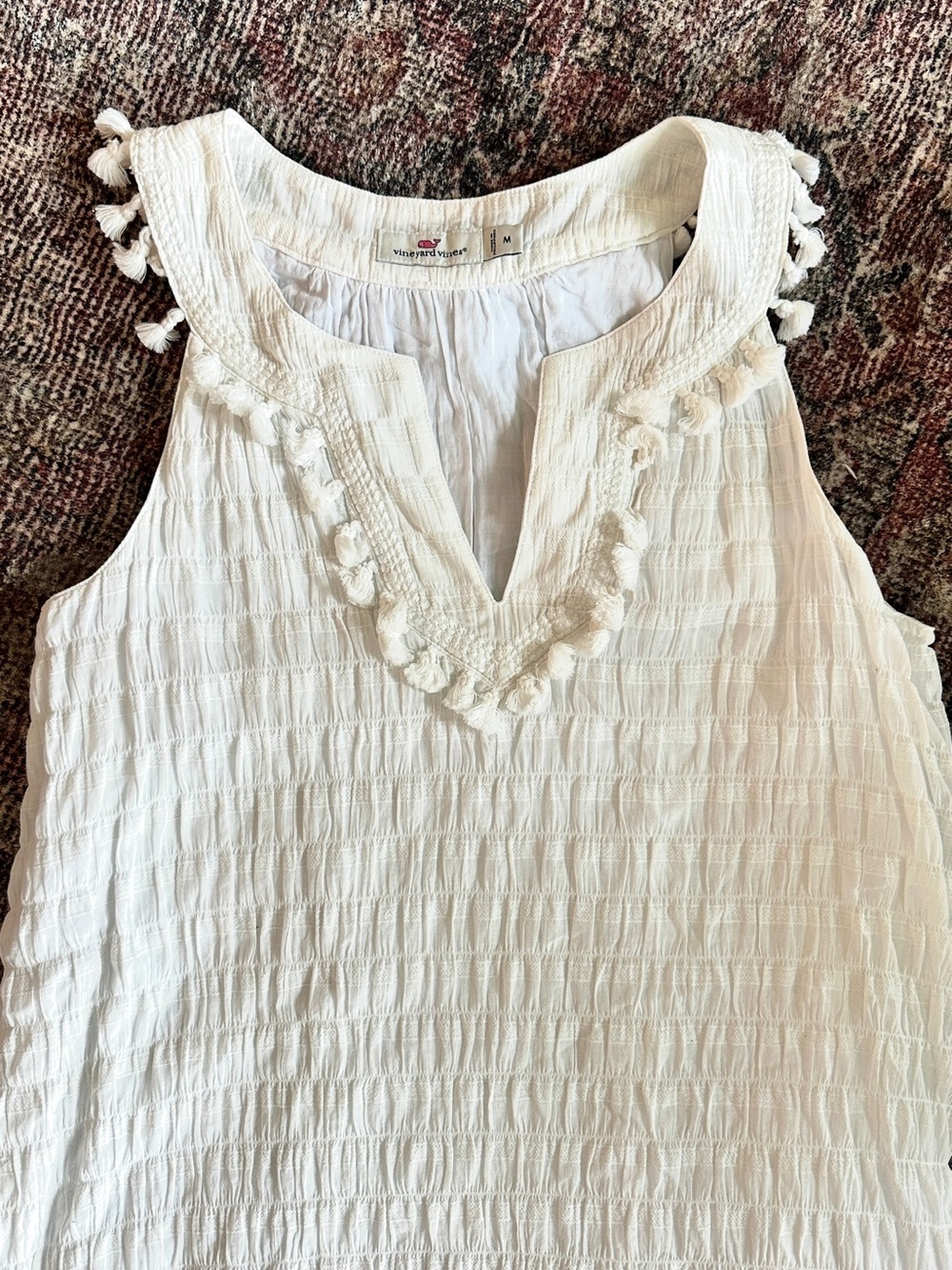 NWOT Vineyard Vines White Cream Cotton Summer Mini Dress Medium Premium Casual - Picture 2 of 6
